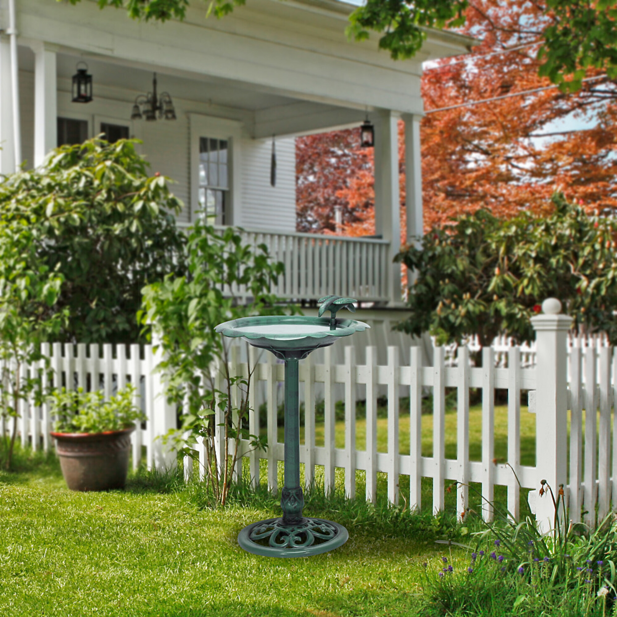 Alpine Corporation, Flower Birdbath with Bird Decoration, Model# TEC114